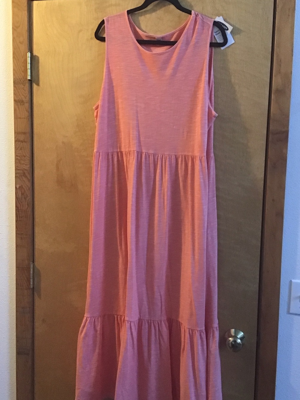 Old Navy Coral Pink Sleeveless Tiered Maxi Dress